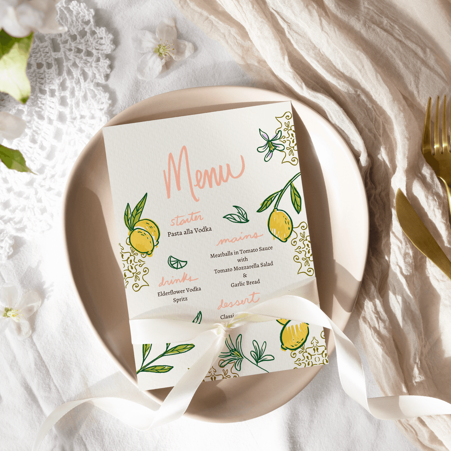 White Limoncello Menu