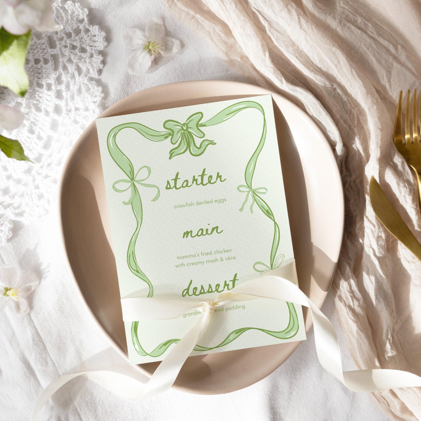 Green Coquette Party Menu