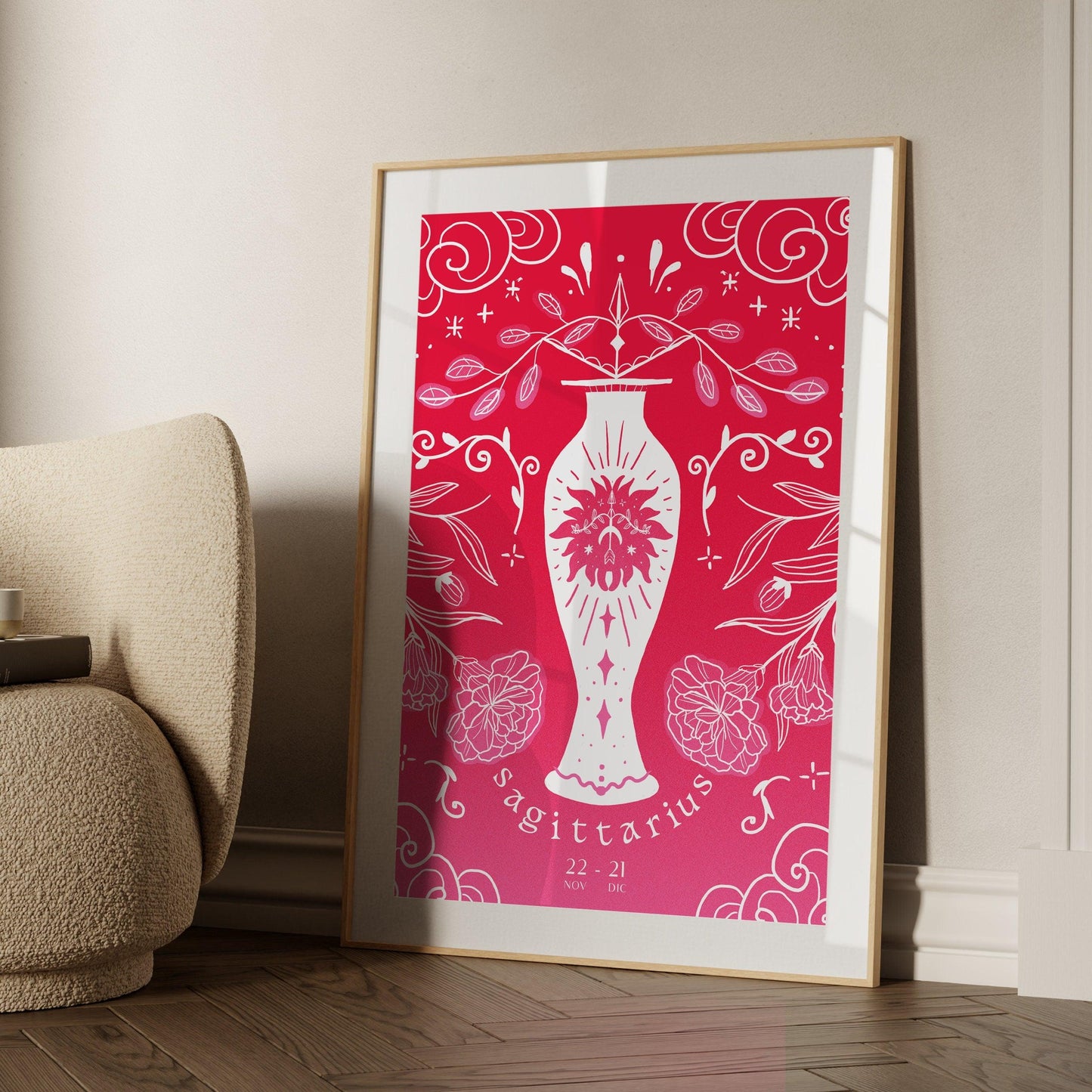 Sagittarius Zodiac Print | Hand-Drawn Archer Poster | Astrology Wall Decor | Sagittarius Gift