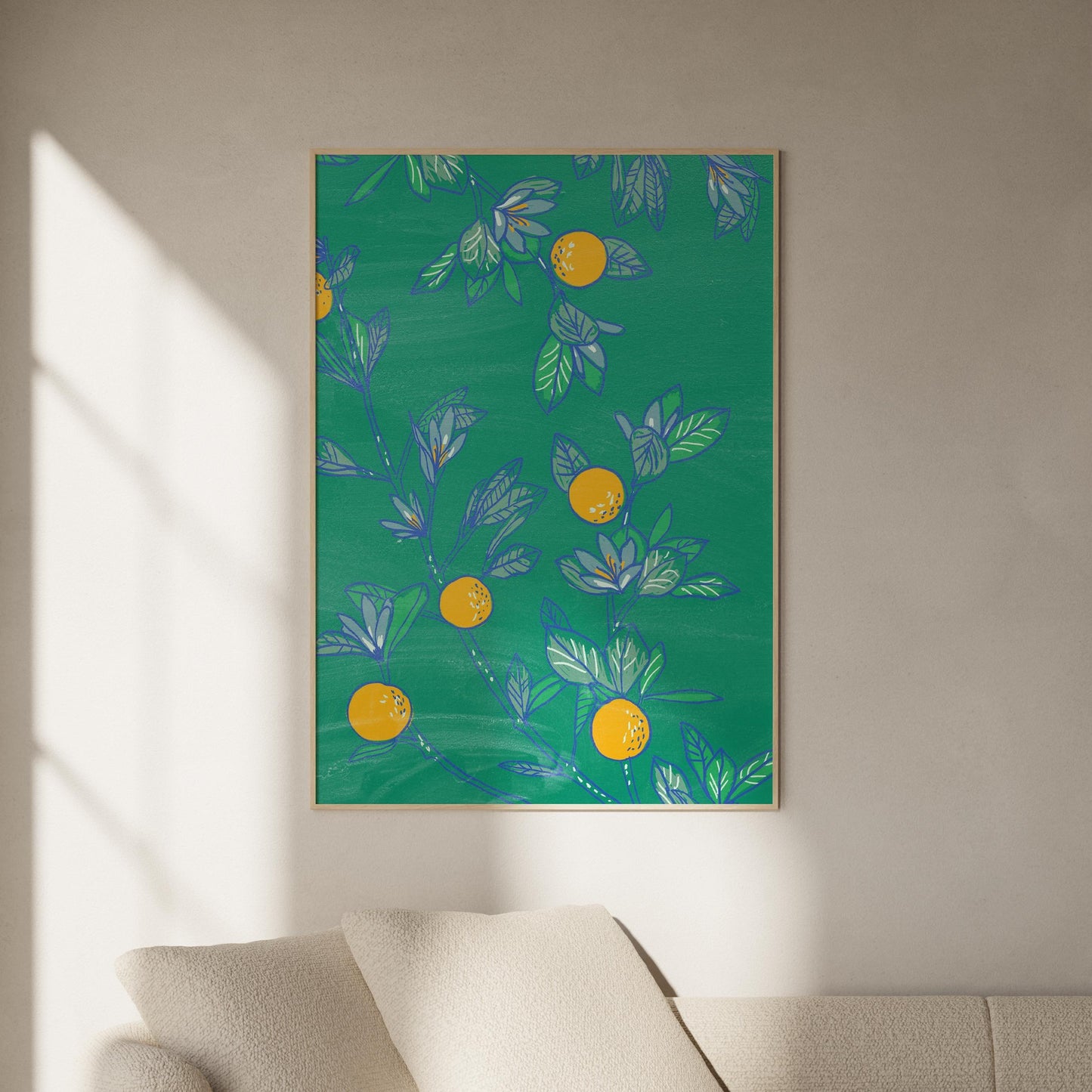 Botanical Wall Art Print, Orange Grove Digital Art, Nature-Inspired Printable Decor, Modern Wall Art for Living Room, Green Home Poster