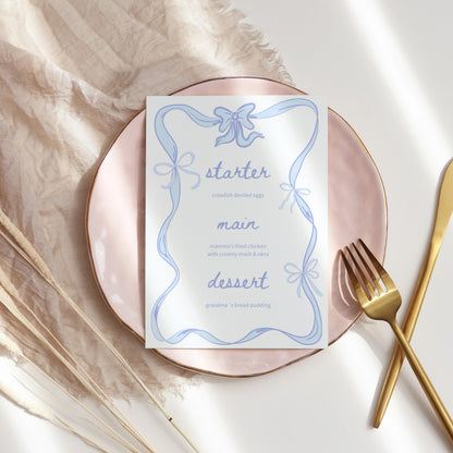 Blue Coquette Menu