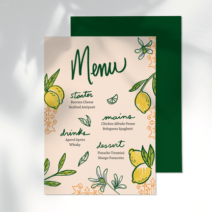 Pink Limoncello Menu