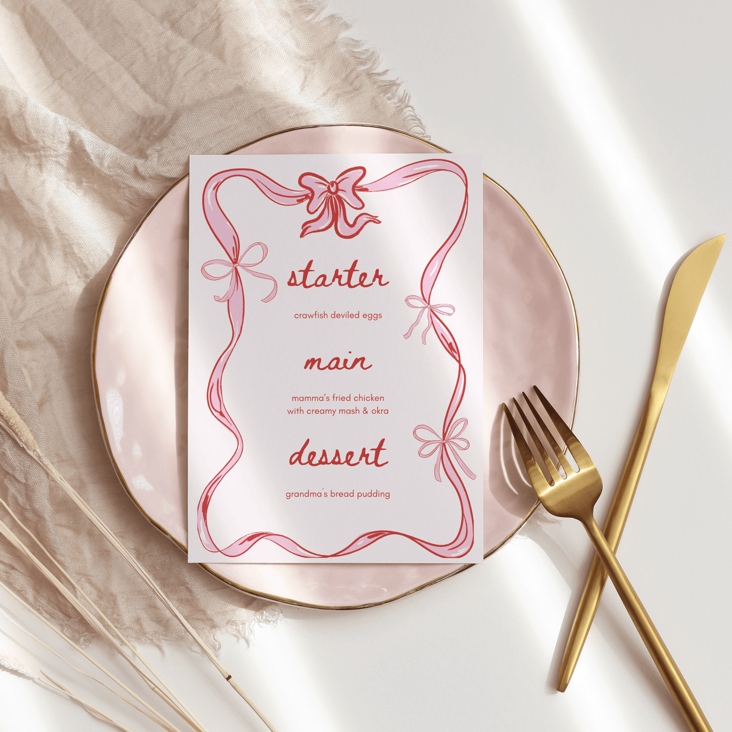 Pink Coquette Party Menu