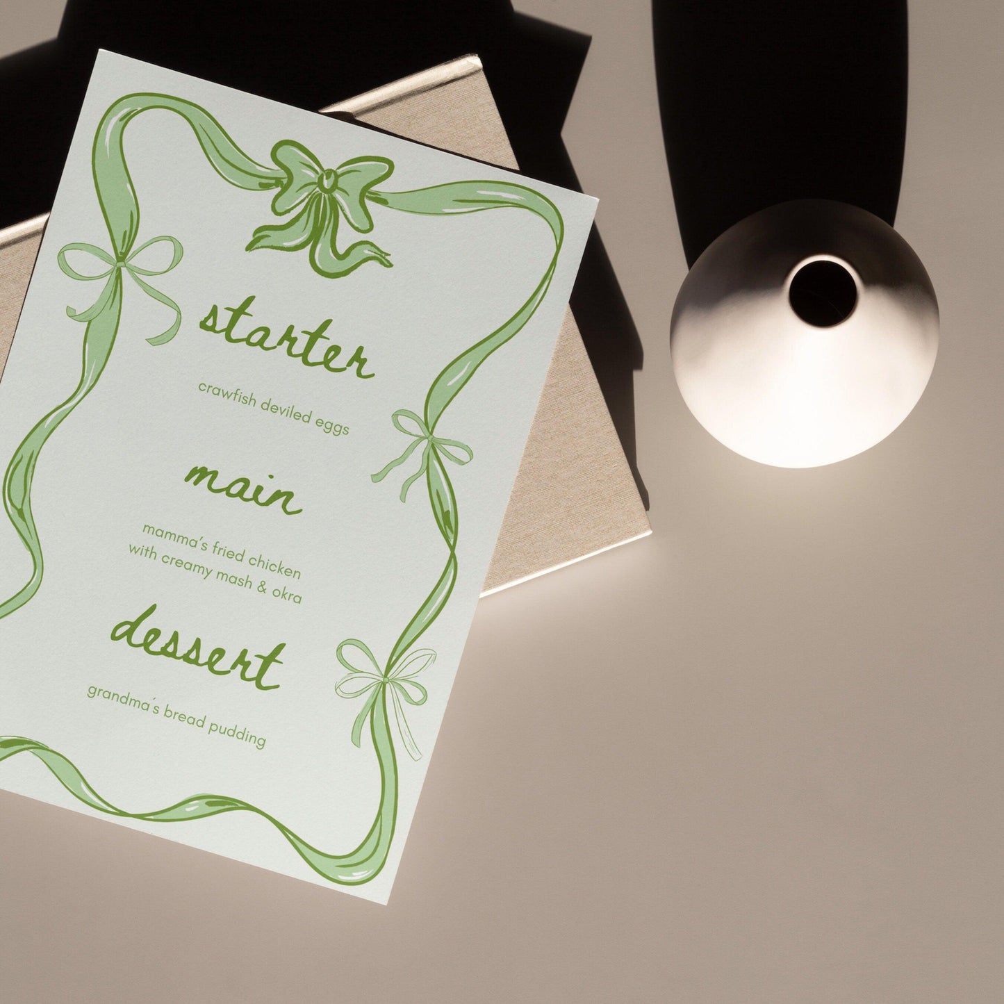 Green Coquette Party Menu