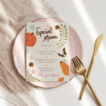 Thanksgiving Menu