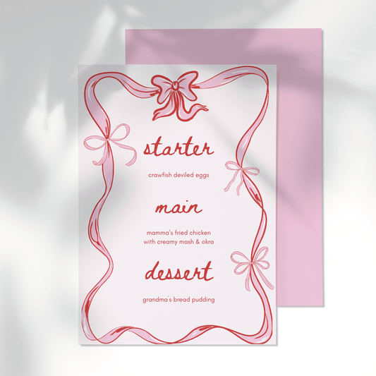 Pink Coquette Party Menu