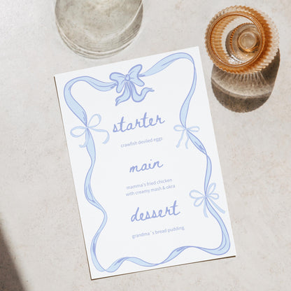 Blue Coquette Menu