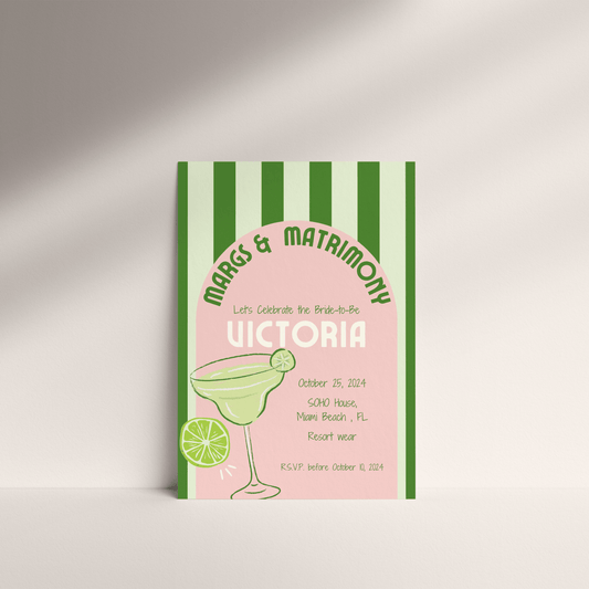 Margs & Matrimony Bachelorette Invite (Pink)