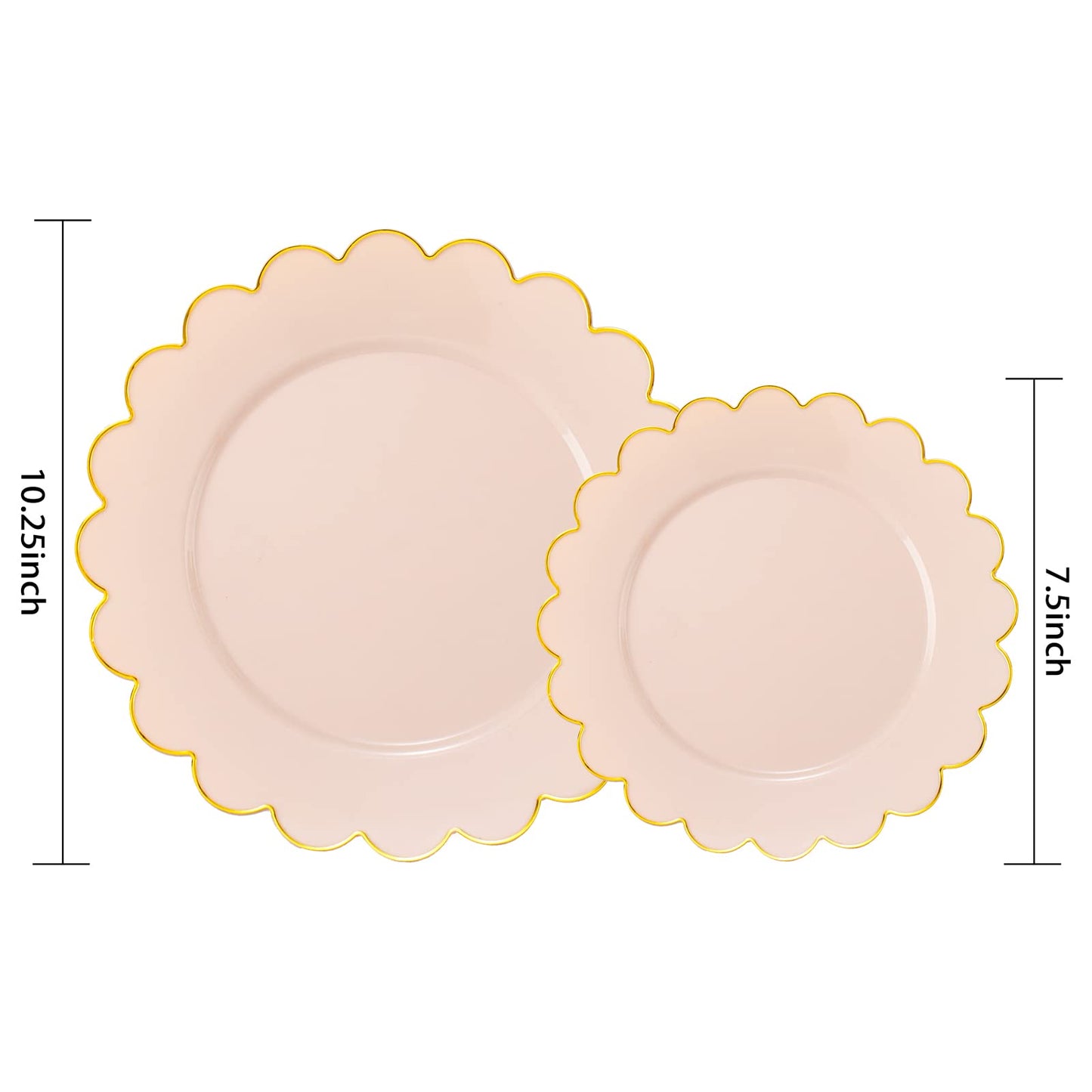 Scalloped Pink Plastic Plates with Gold