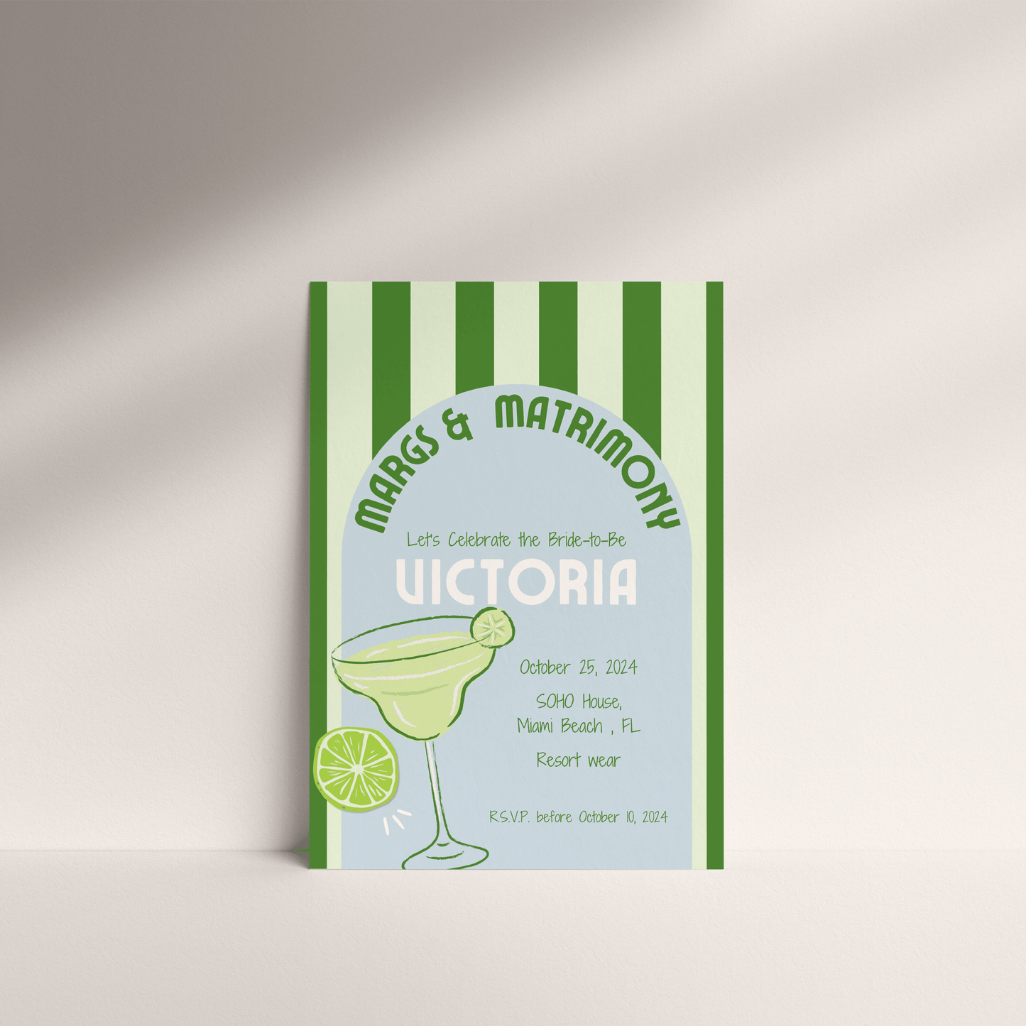 Margs & Matrimony Bachelorette Invite (Blue)