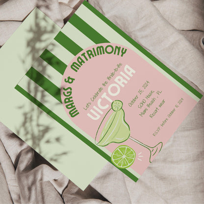 Margs & Matrimony Bachelorette Invite (Pink)