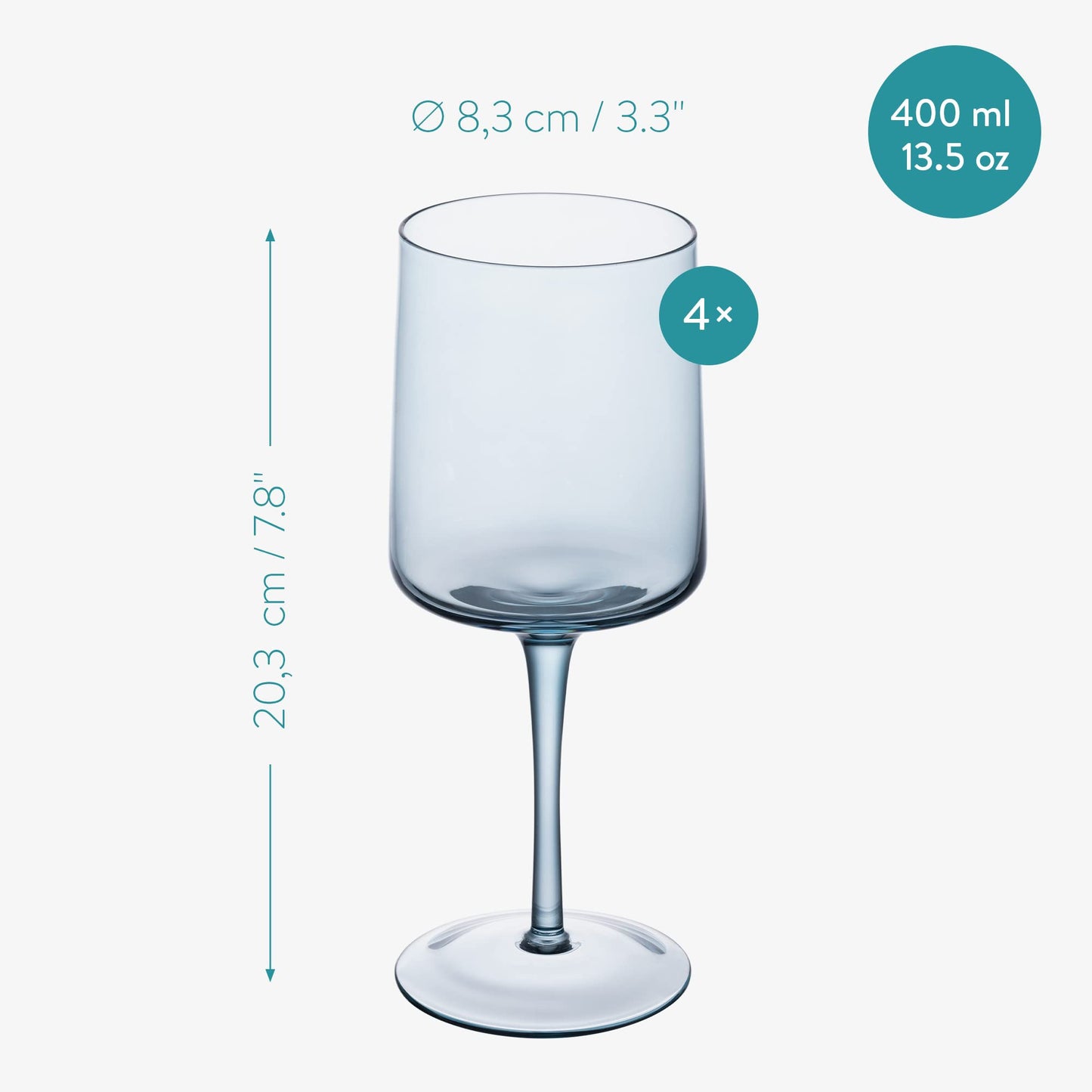 Blue Square Wine Glasses - Set of 4
