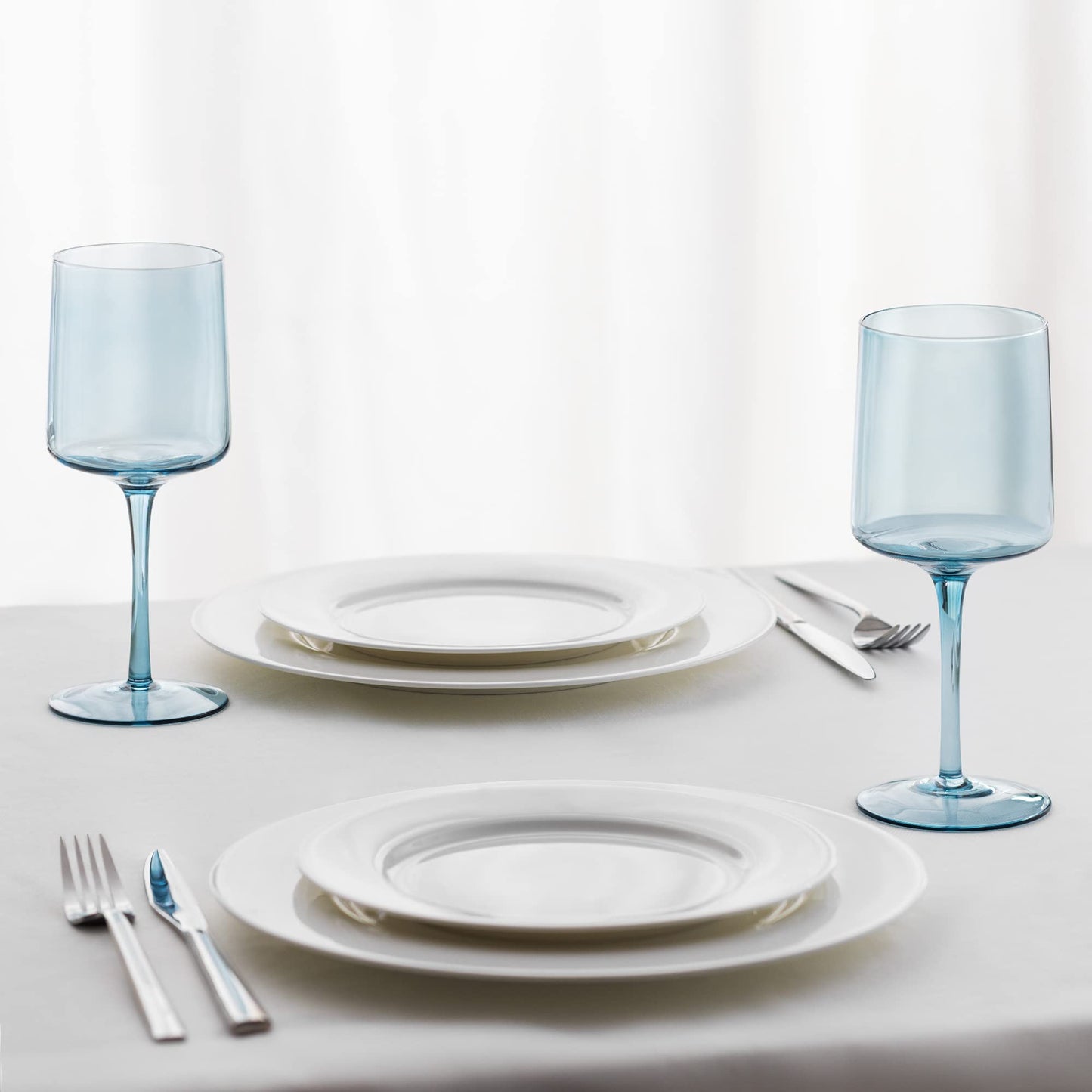 Blue Square Wine Glasses - Set of 4