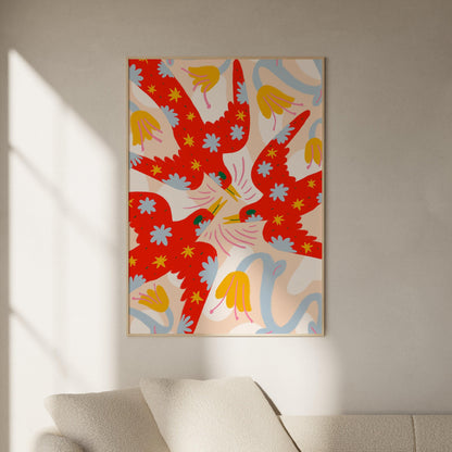 Three Red Birds