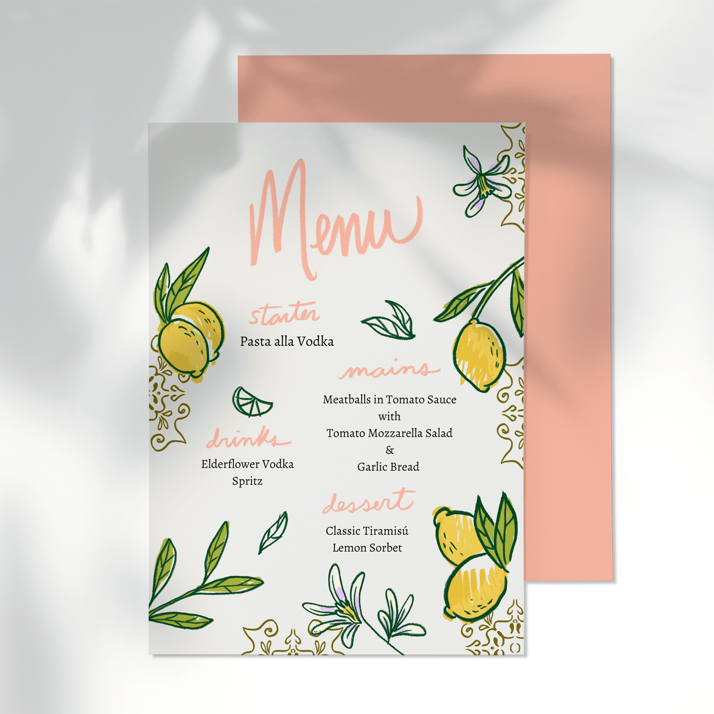 White Limoncello Menu