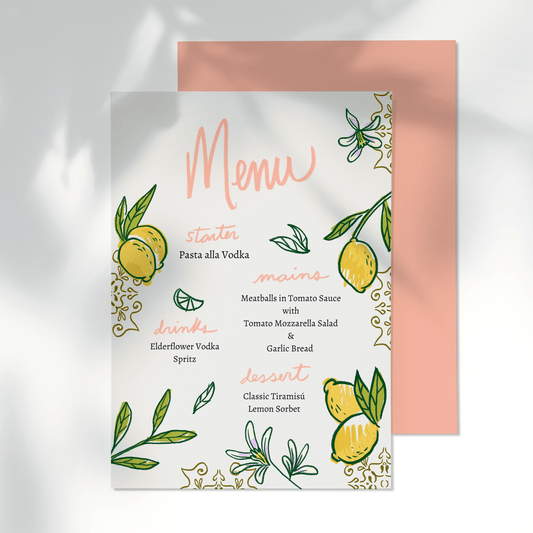 White Limoncello Menu