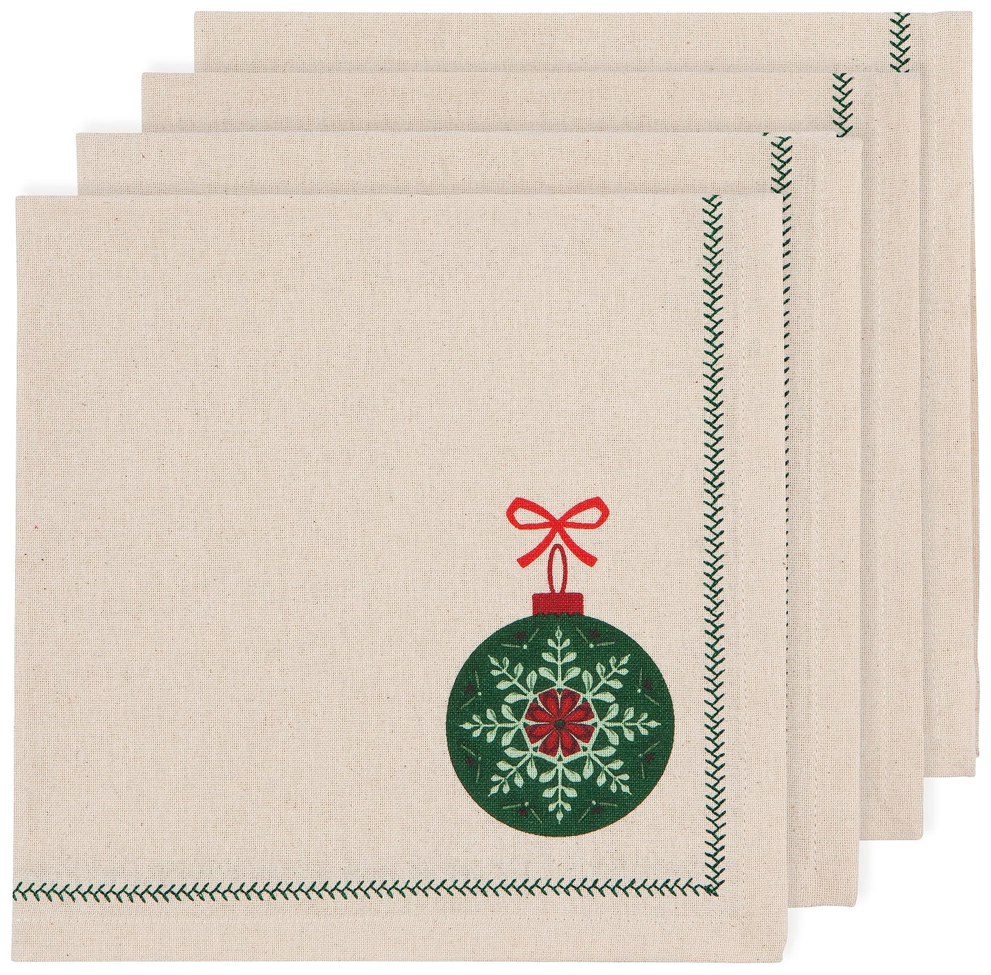 Christmas Ornament Cotton Napkins - Set of 4