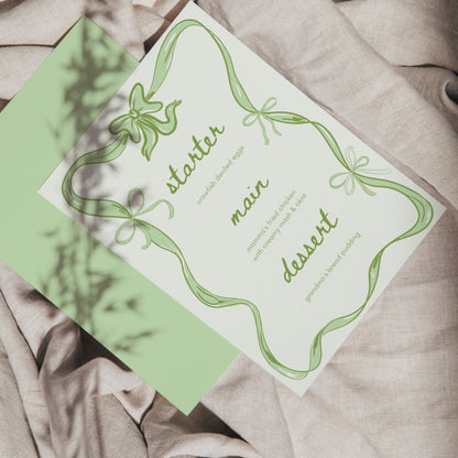 Green Coquette Party Menu