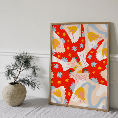Three Red Birds