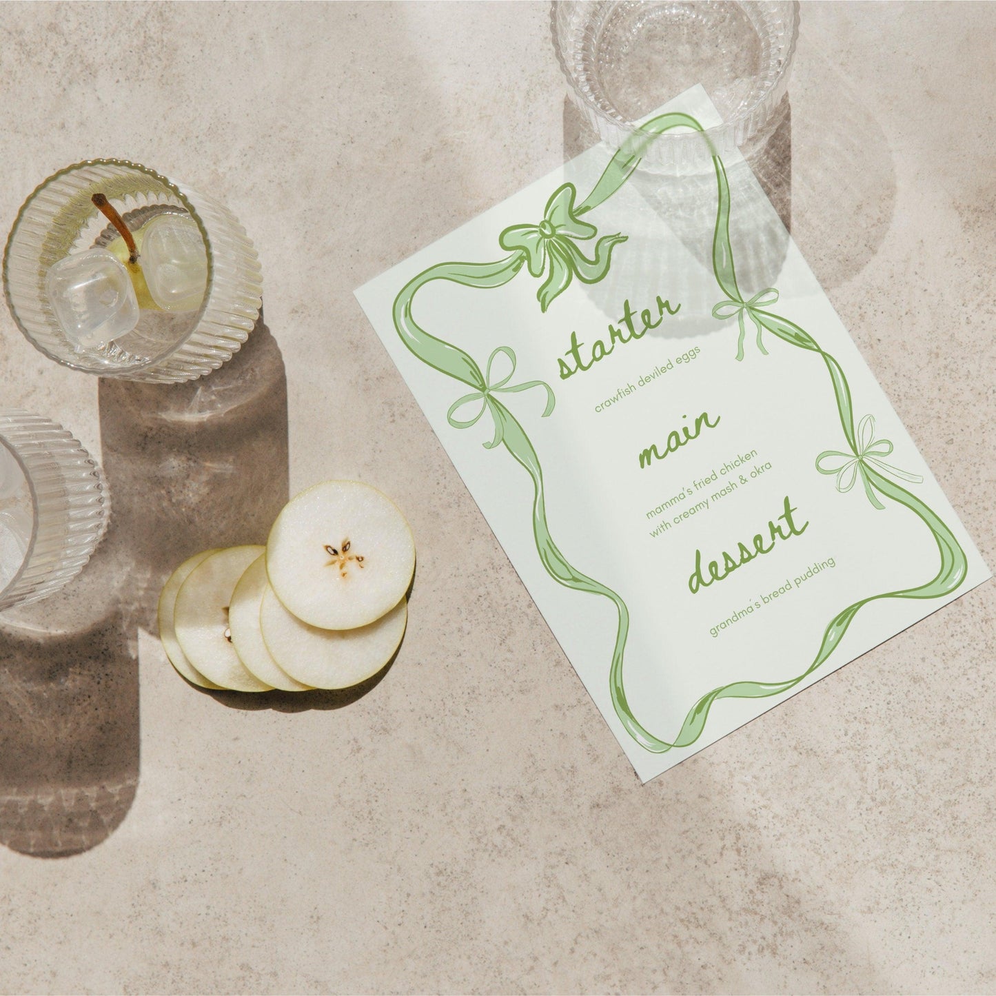 Green Coquette Party Menu