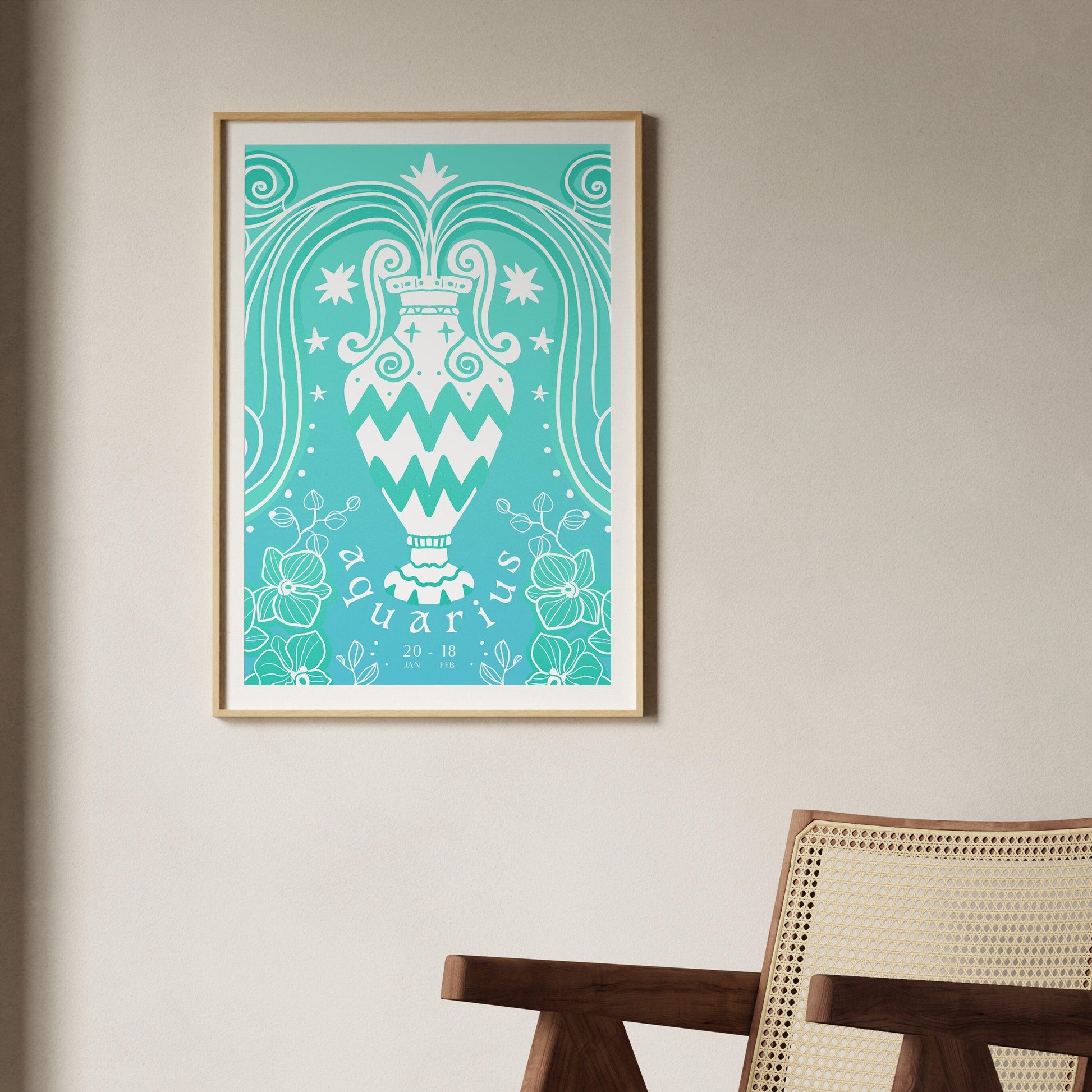 AQUARIUS Star Sign | Downloadable Poster | Printable Zodiac Wall Art | Astrology Birthday Gift | Trendy Artwork | Horoscope Digital Print