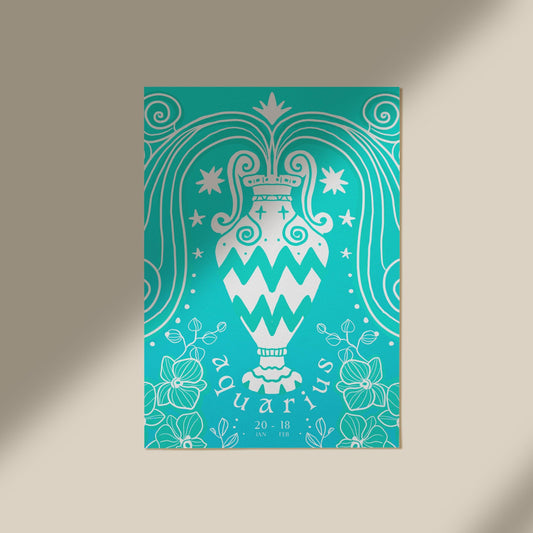 AQUARIUS Star Sign | Downloadable Poster | Printable Zodiac Wall Art | Astrology Birthday Gift | Trendy Artwork | Horoscope Digital Print