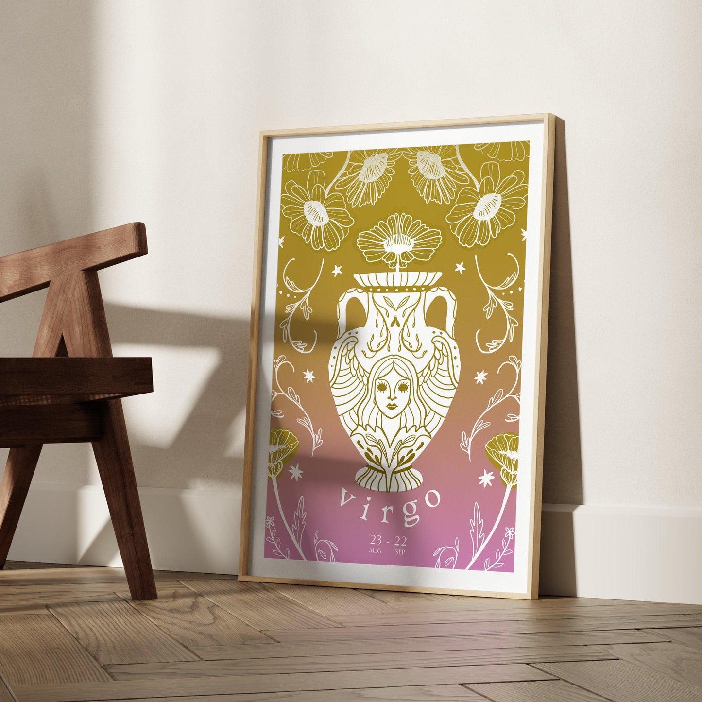 Virgo Zodiac Print | Hand-Drawn Maiden Poster | Astrology Wall Decor | Virgo Gift