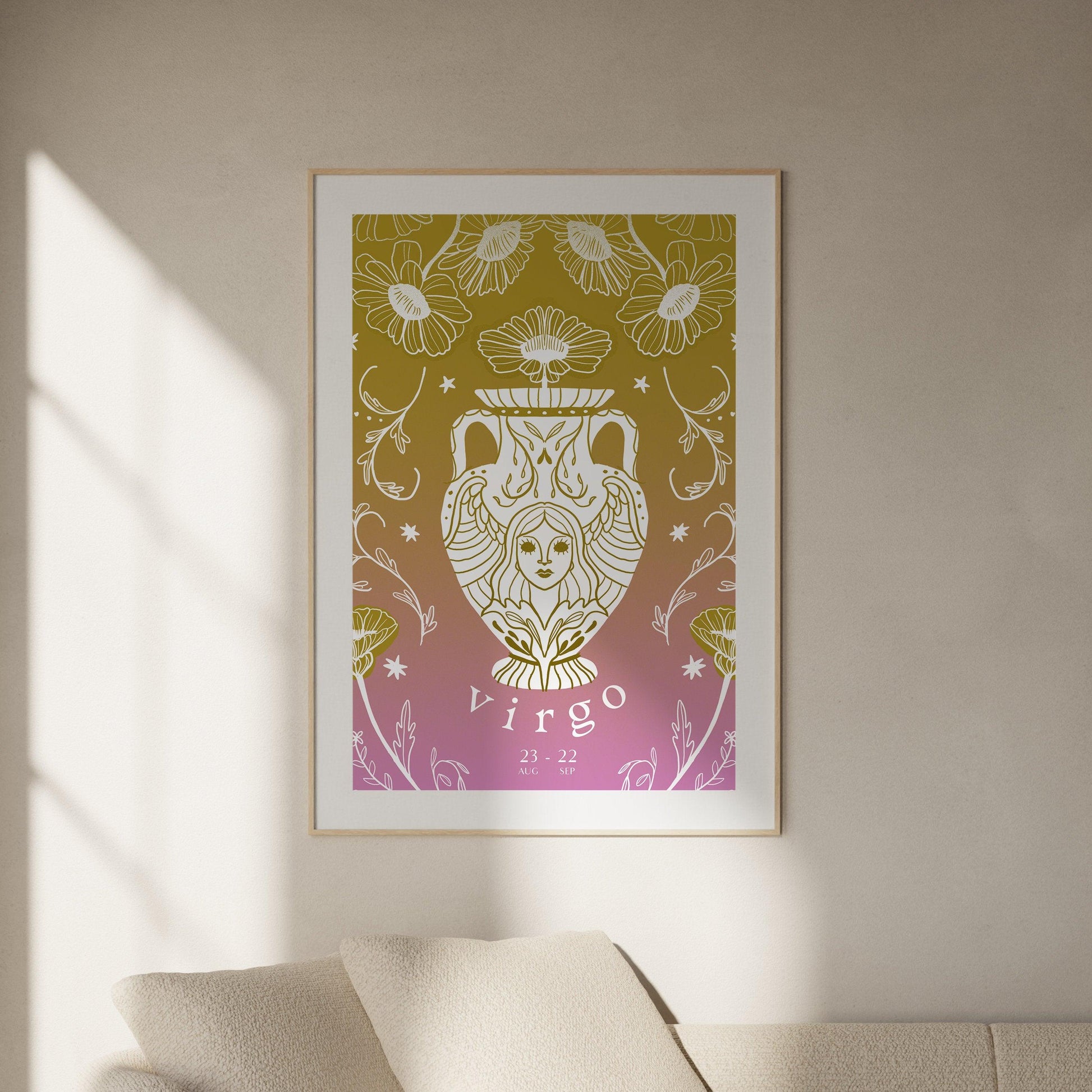 Virgo Zodiac Print | Hand-Drawn Maiden Poster | Astrology Wall Decor | Virgo Gift