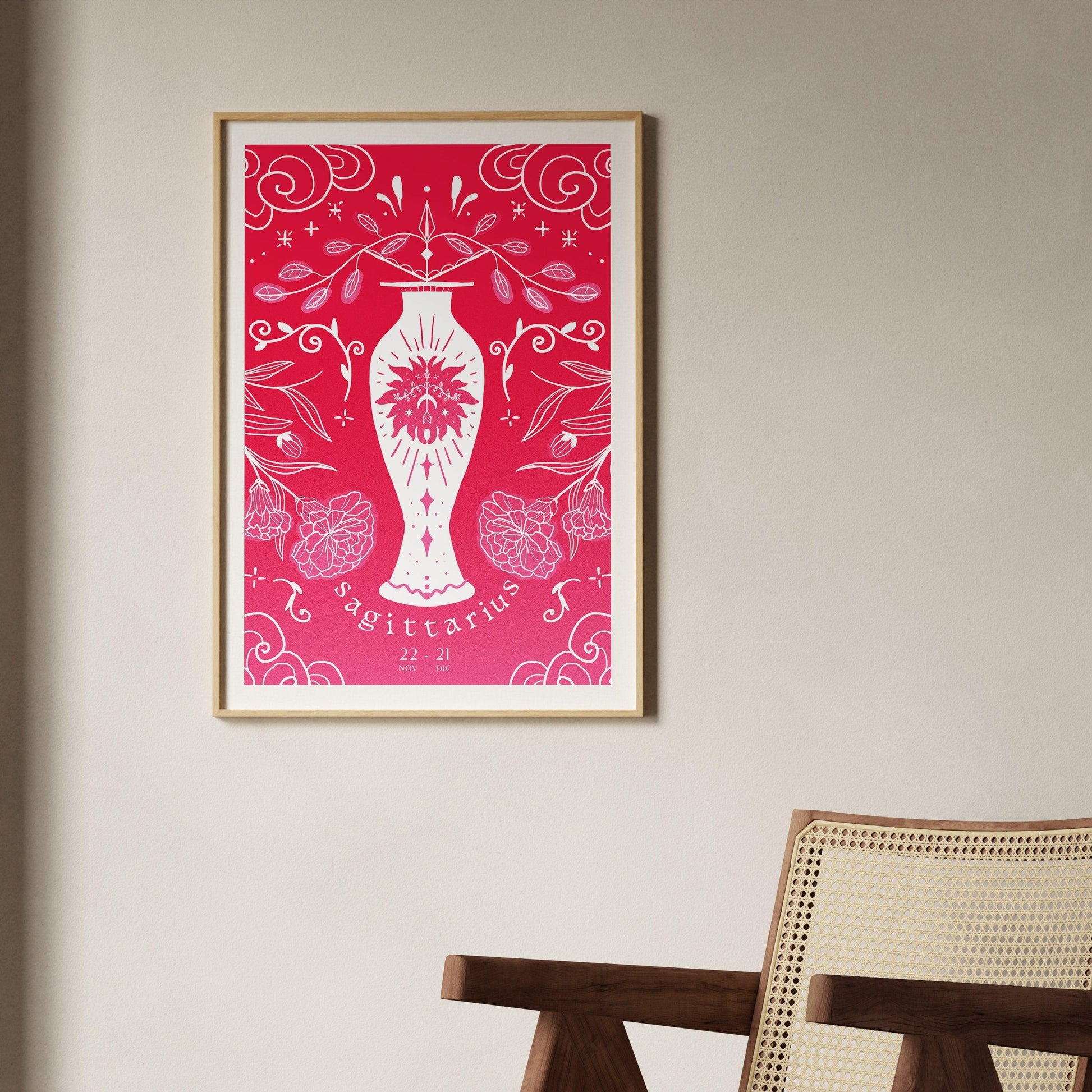 Sagittarius Zodiac Print | Hand-Drawn Archer Poster | Astrology Wall Decor | Sagittarius Gift