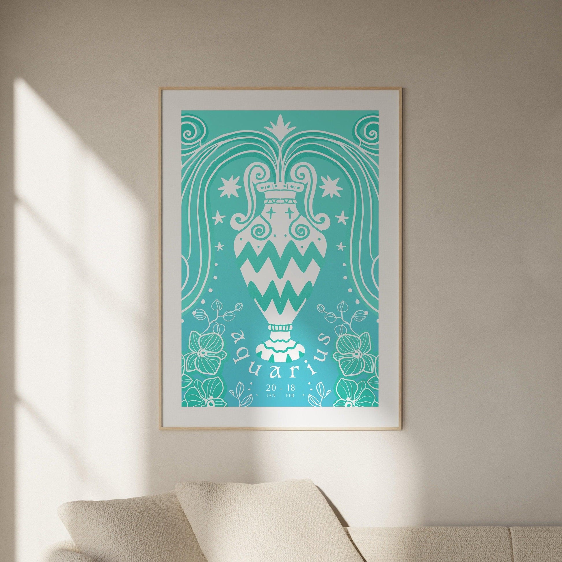 AQUARIUS Star Sign | Downloadable Poster | Printable Zodiac Wall Art | Astrology Birthday Gift | Trendy Artwork | Horoscope Digital Print