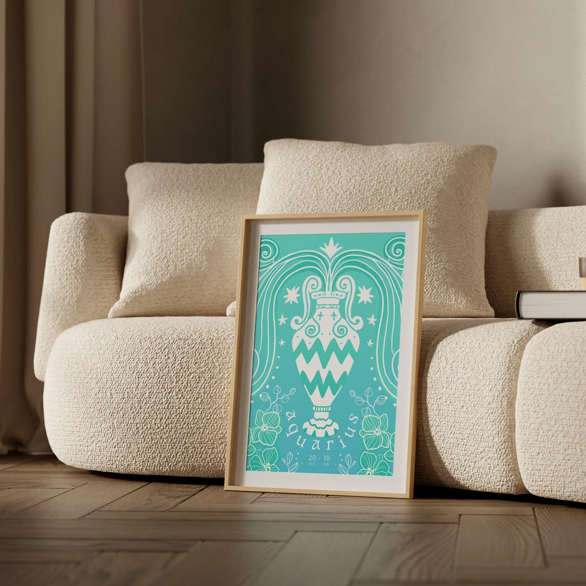 AQUARIUS Star Sign | Downloadable Poster | Printable Zodiac Wall Art | Astrology Birthday Gift | Trendy Artwork | Horoscope Digital Print