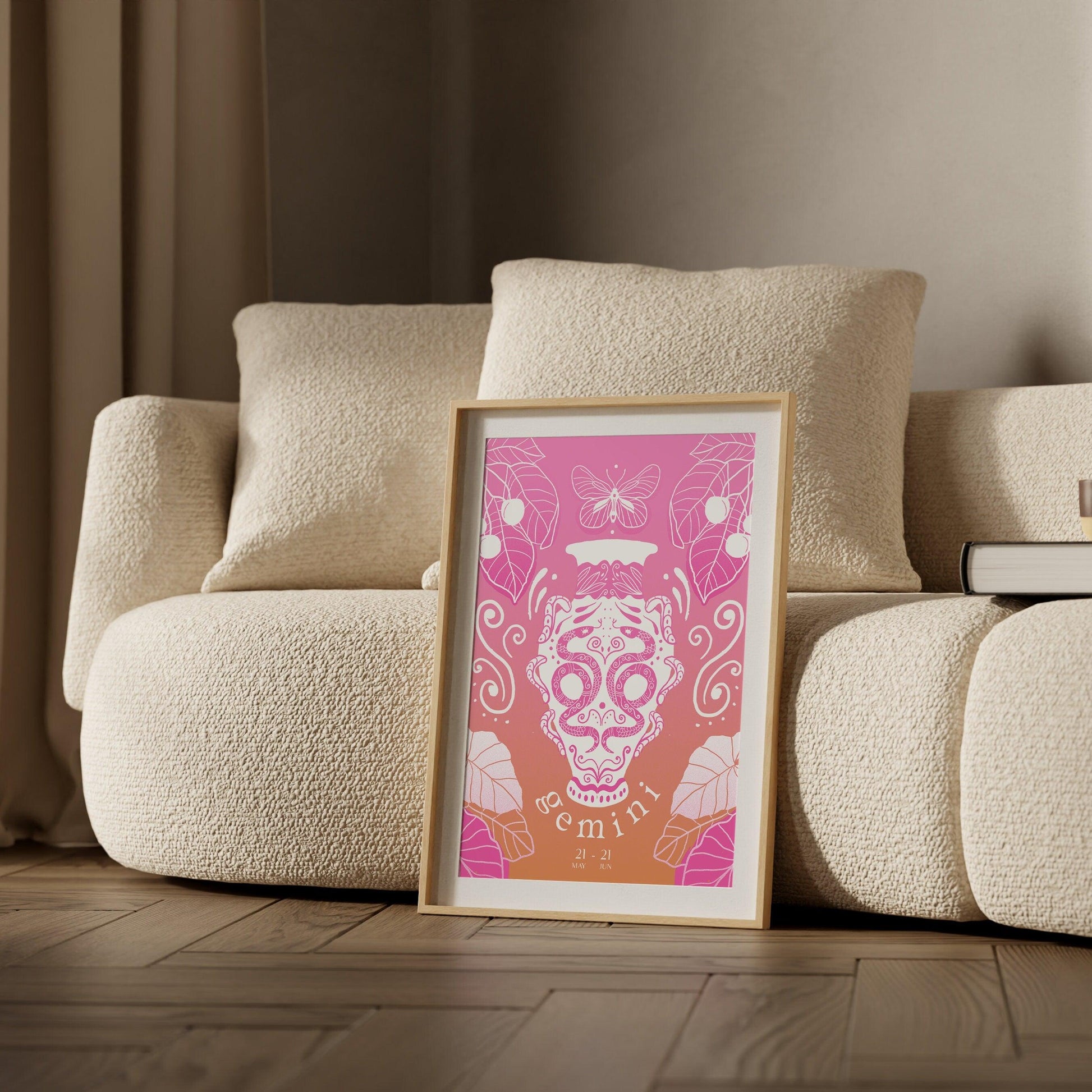 Gemini Zodiac Wall Art | Hand-Drawn Twins Poster | Astrology Print | Gemini Gift