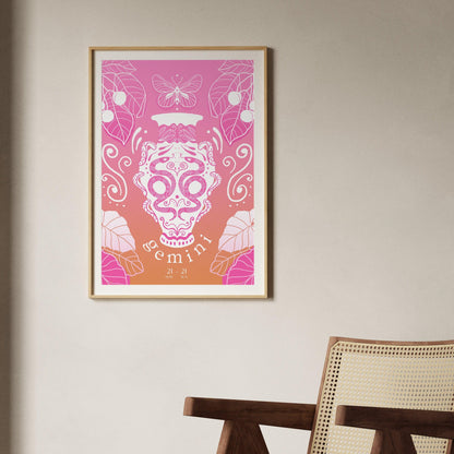 Gemini Zodiac Wall Art | Hand-Drawn Twins Poster | Astrology Print | Gemini Gift