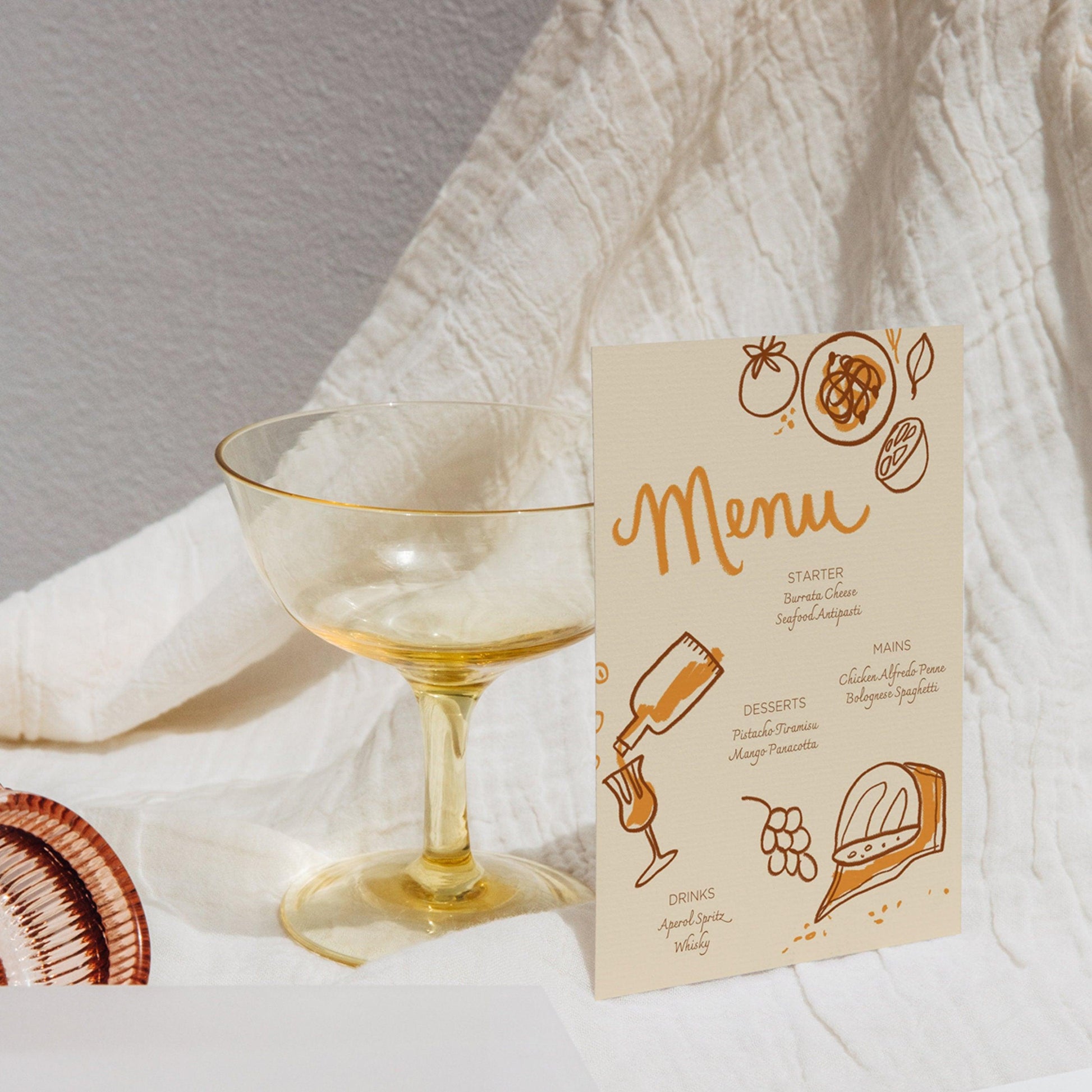 Hand-drawn Menu for Dinner Party | Shabbat Dinner | Easy to Edit Canva Template | Food and Wine Illustrations | Instant Download | Printable
