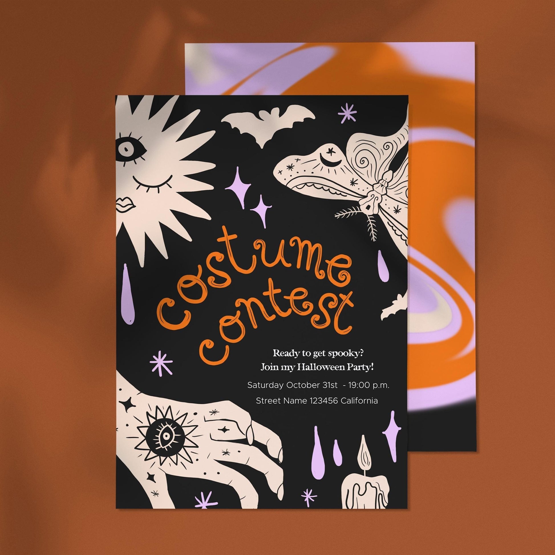 HALLOWEEN COSTUME PARTY Invitation | Editable Costume Contest Invite | Halloween Canva Template | Printable 5 x 7 Card | Spooky Clip Art