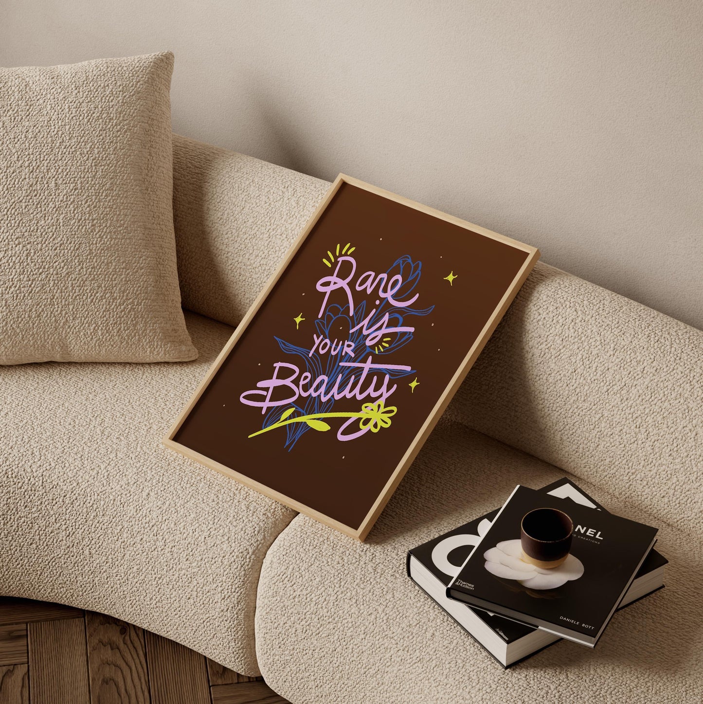 Inspirational Quote Wall Art, "Rare Is Your Beauty" Printable Poster, Positive Typography Digital Art, Motivational Decor for Home