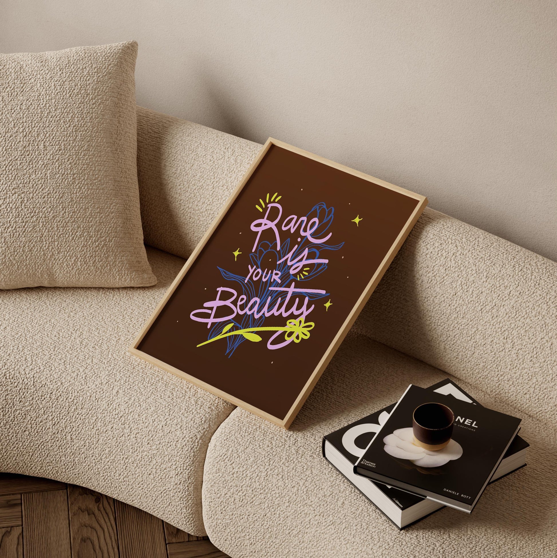 Inspirational Quote Wall Art, "Rare Is Your Beauty" Printable Poster, Positive Typography Digital Art, Motivational Decor for Home