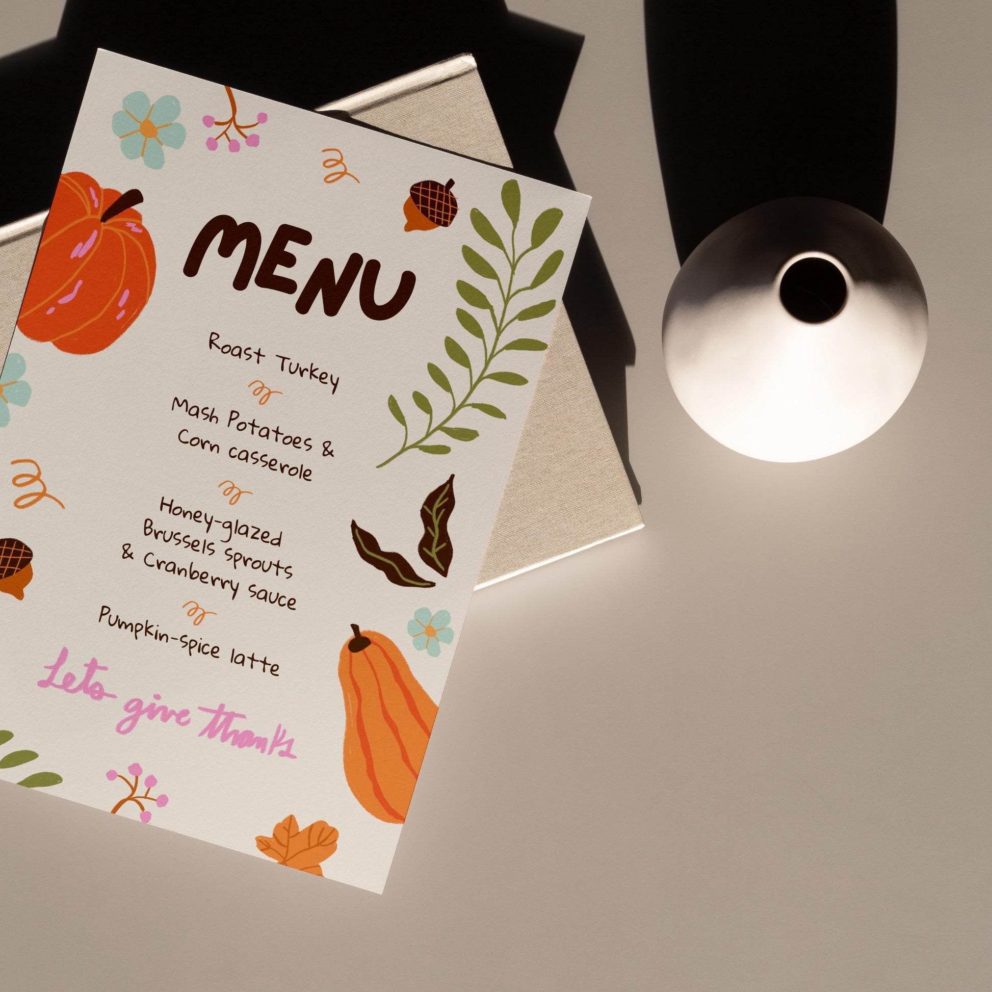 Editable Menu for Thanksgiving | Thanksgiving Dinner Menu | Hand-Drawn Dinner Menu | Fall Doodle Menu | Whimsical Thanksgiving Menu